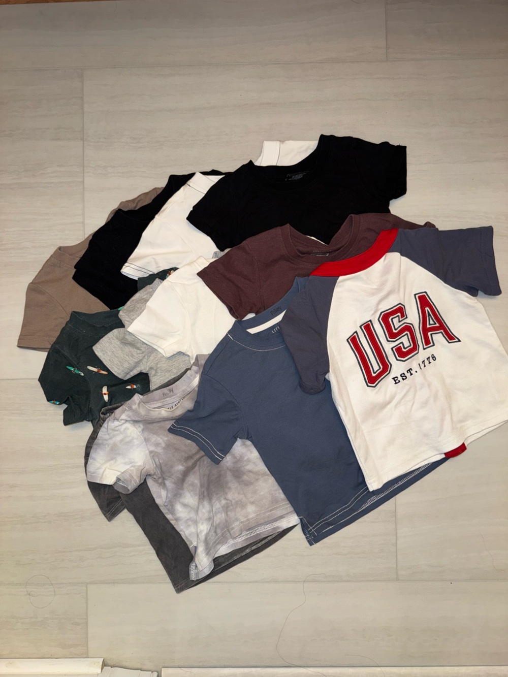 Little Bipsy USA Graphic Ringer Tee - White, Red & Blue